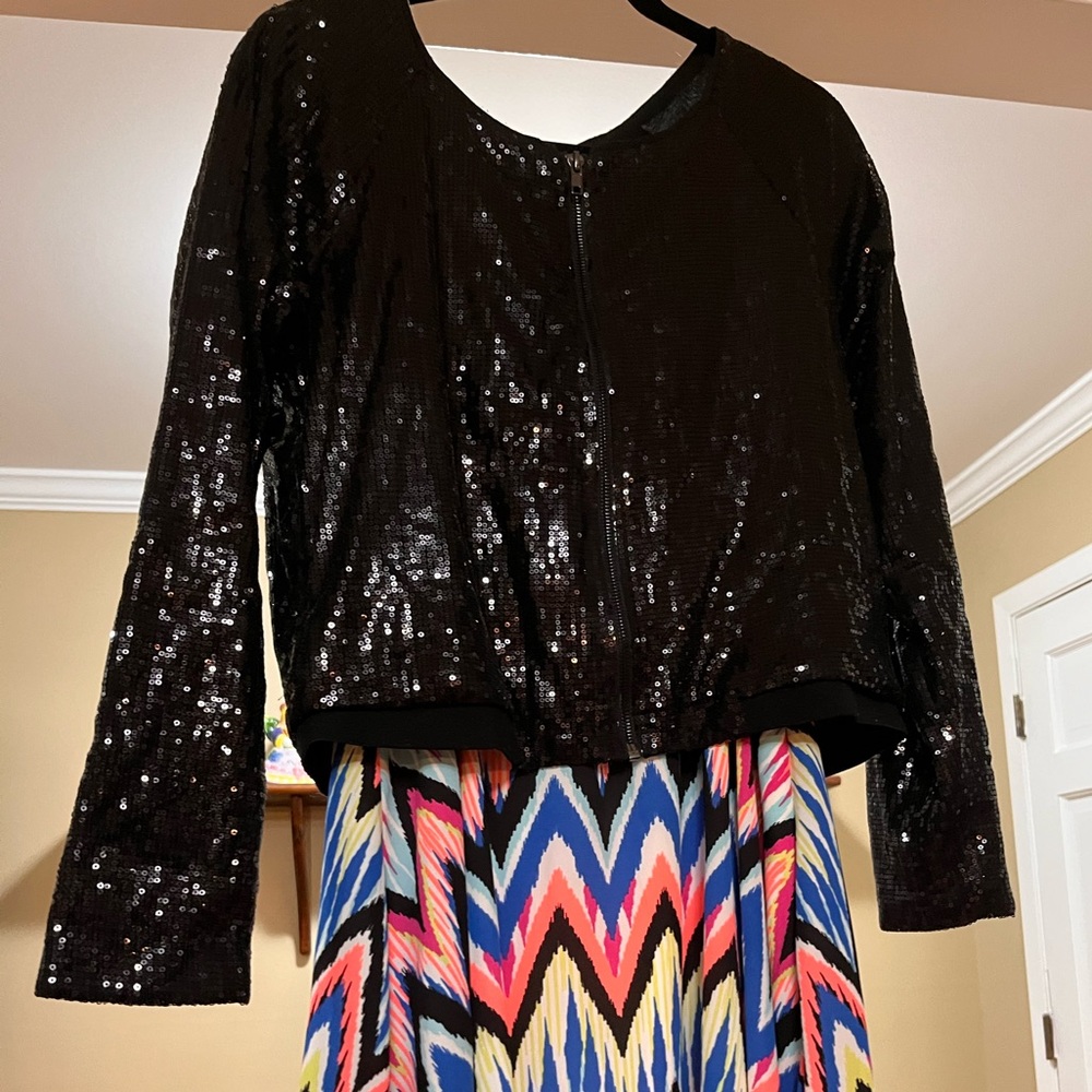 Black Sequin Zip Front Shirt Jacket By Nollie From Pacsun